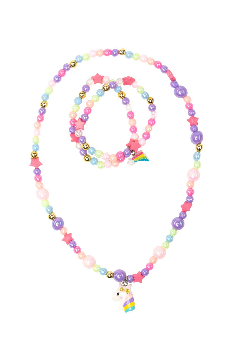 CHEERFUL STARRY UNICORN NECKLACE AND BRACELET SET