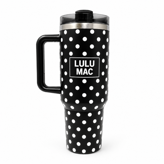 BLACK/WHITE DOT TUMBLER