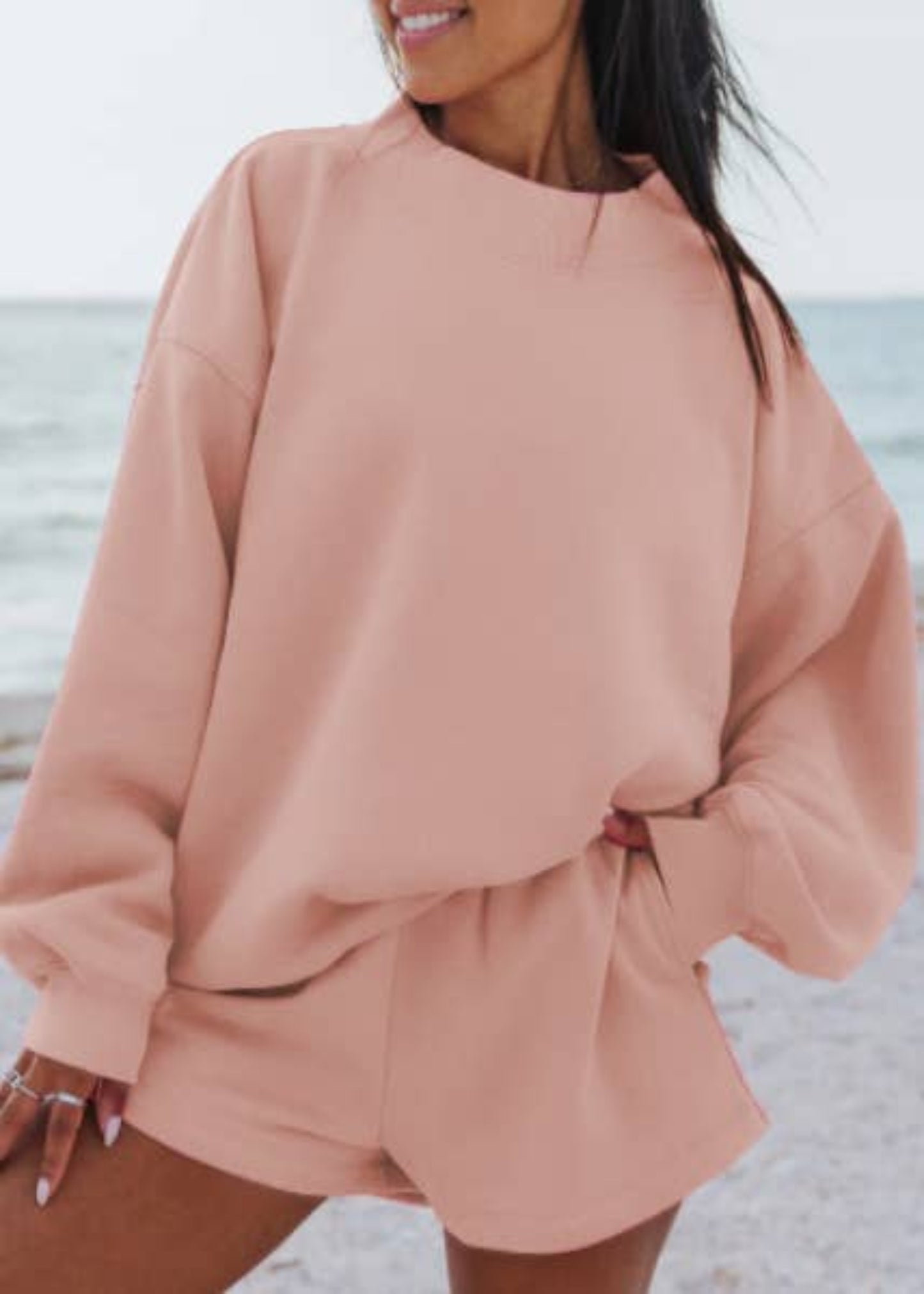 Versatile old school oversized Mockneck Sweatshirt in plain