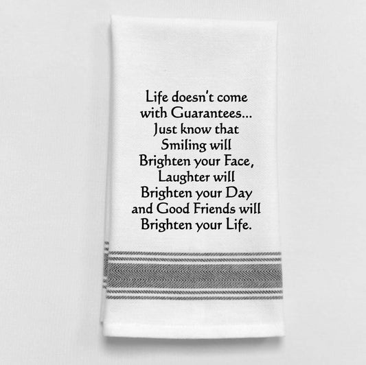 BB-L-44 White Kitchen Towel "Life doesn't come with..."