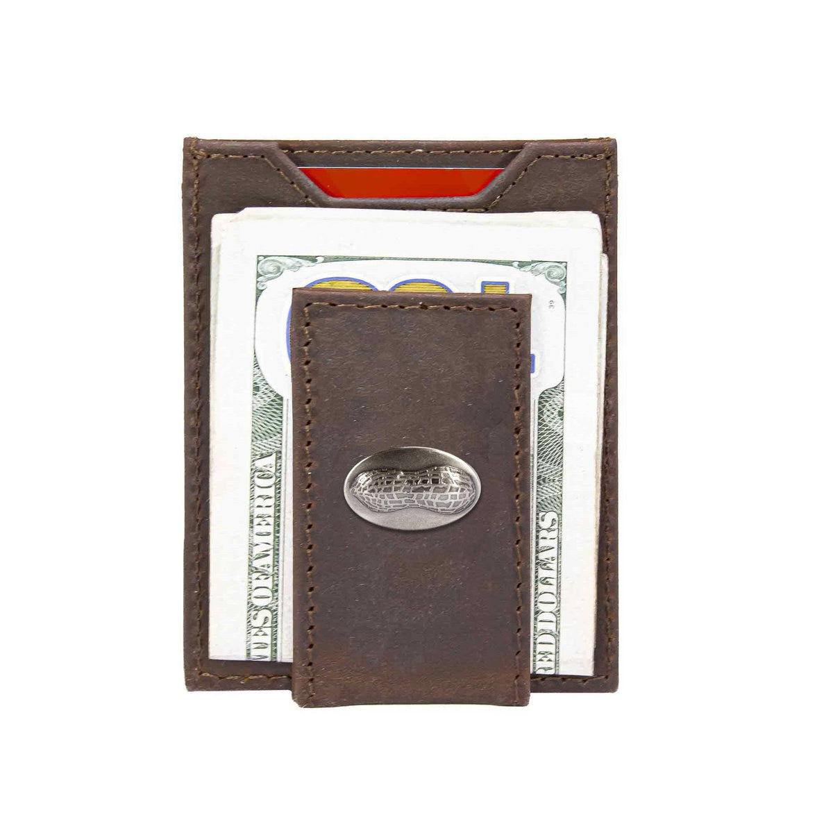 Peanut Magnetic Leather Slim Wallet