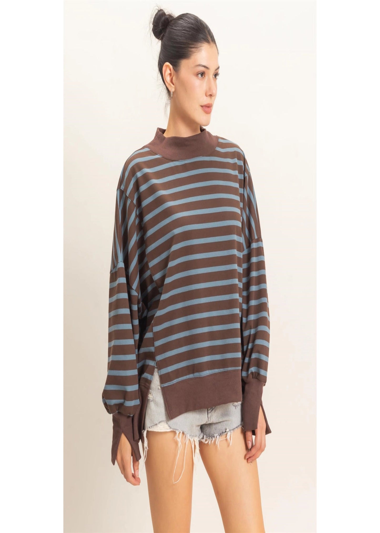 AURIE MOCKNECK - BROWN AND DARK BLUE