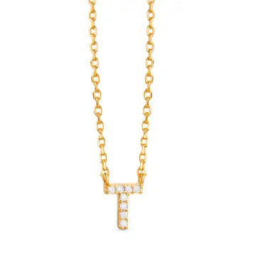 Gold Cz Initial Necklace