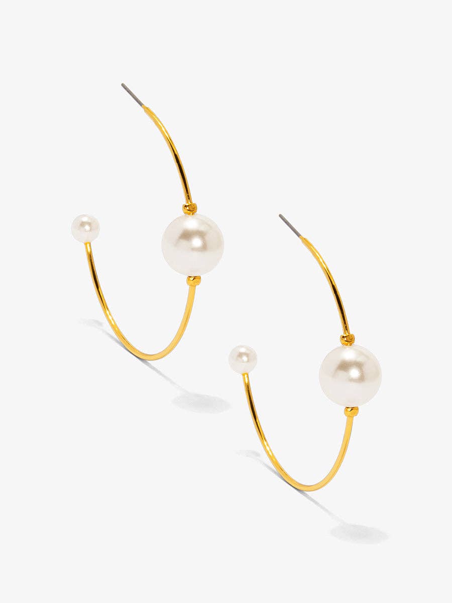 Double Pearl Hoop Earring
