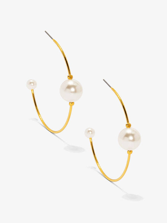 Double Pearl Hoop Earring