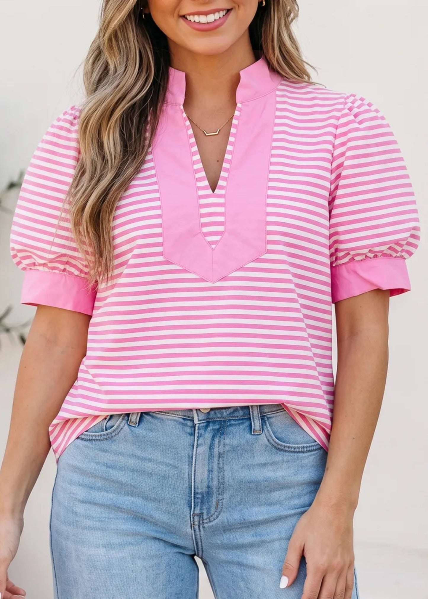 ADRIANA TOP - PINK STRIPE