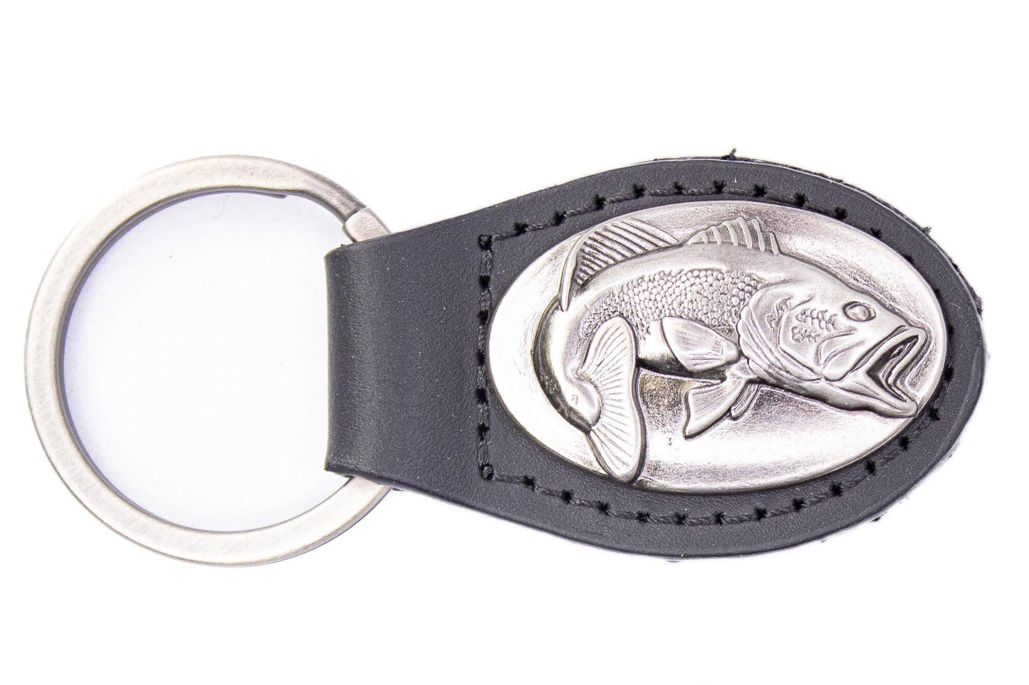 Bass Oval Leather Keychain