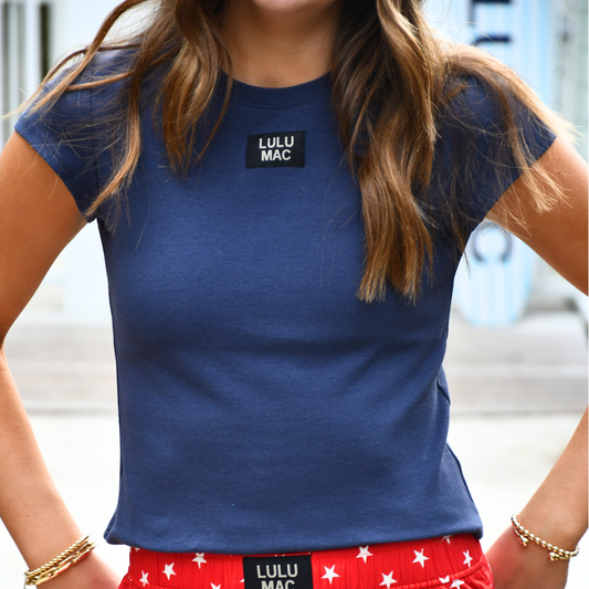 LM-TP1000- BABY DOLL TOP SS-NAVY