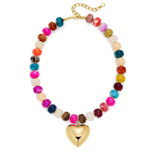 CHUNKY HEART NECKLACE - COLORFUL