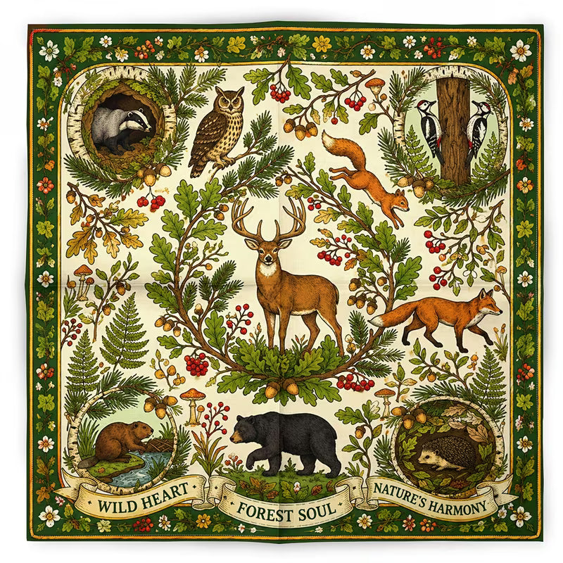 FOREST ANIMAL RETRO SCARF