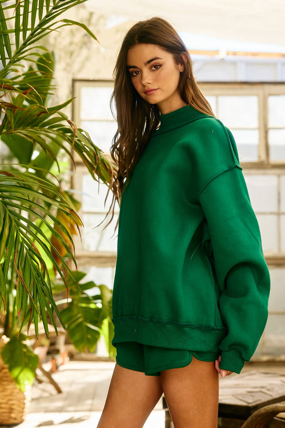 Solid Reversible Mock Neck Sweatshirt Top