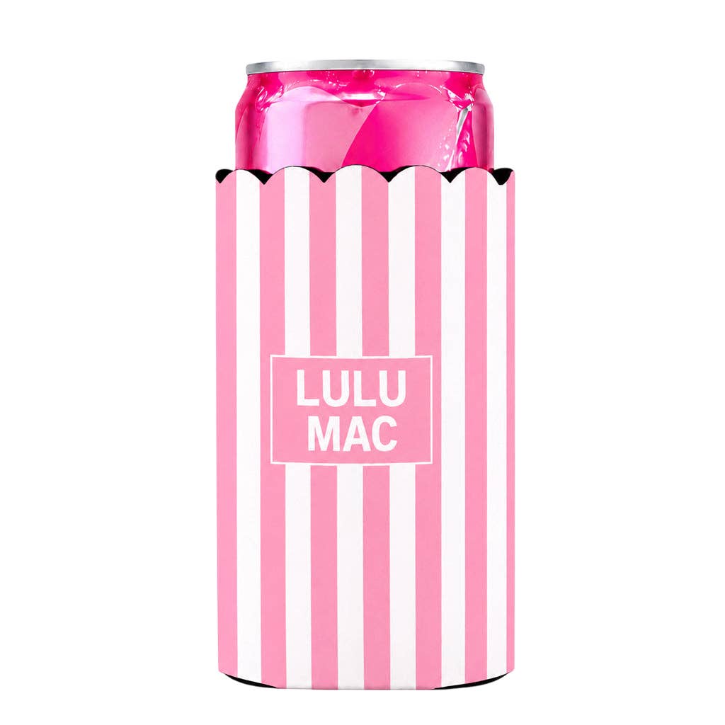Slim Can Koozie Light Pink Stripe