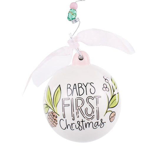 BABY GIRL FIRST CHRISTMAS DEER ORNAMENT