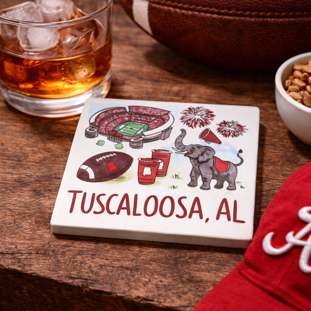 Tuscaloosa AL Icons Ceramic Coaster