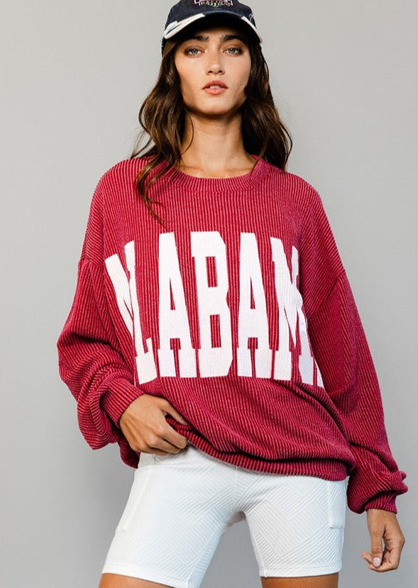 ALABAMA GRAPHIC PRINT CREWNECK-CRIMSON