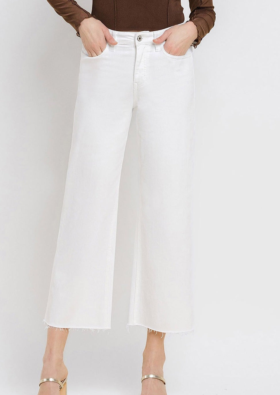 HIGH RISE CROP WIDE LEG JEANS-OPTIC WHITE