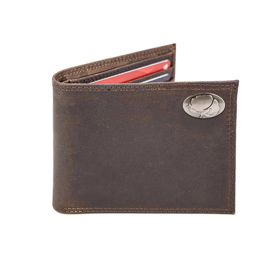 Cotton Boll Leather Bifold Wallet - CRAZY HORSE BROWN