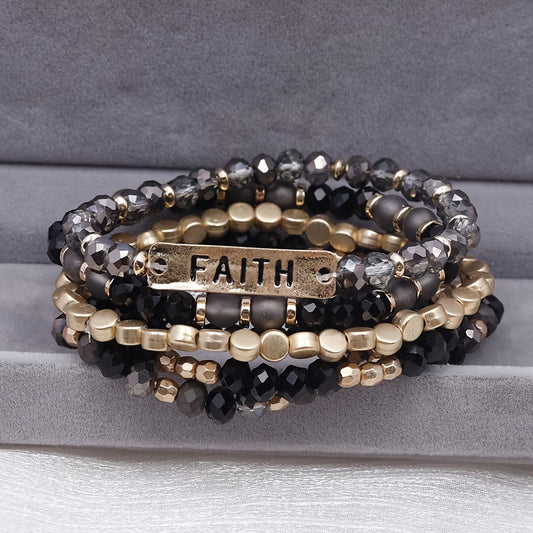 VINTAGE ELASTIC BRACELET - FAITH IN BLACK