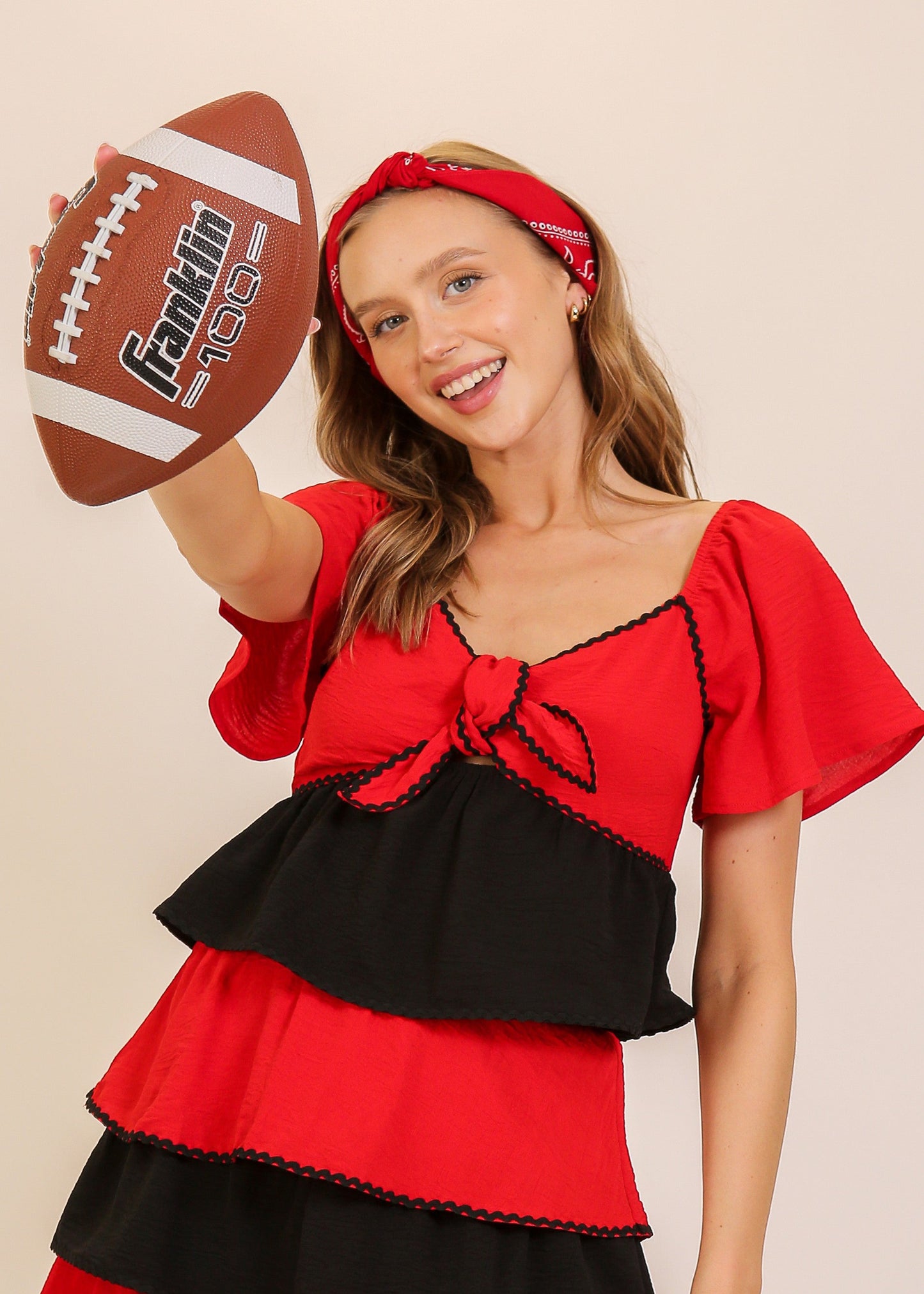 GAME DAY AIRFLOW TOP-RED & BLACK