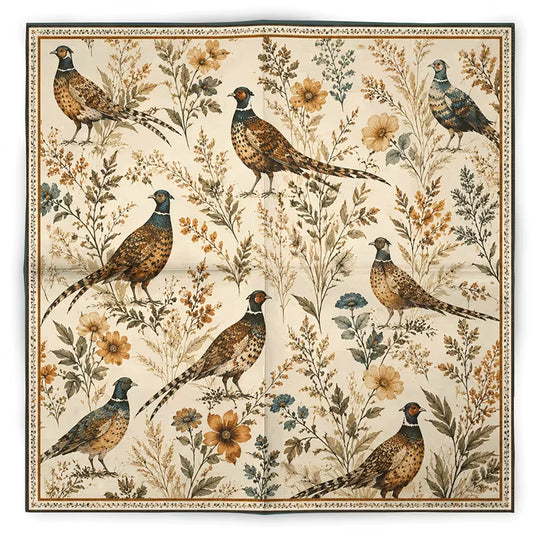 PHEASANT FLORAL VINTAGE SCARF
