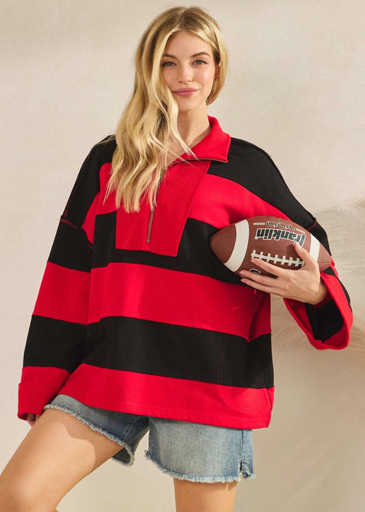 KIRBY PULLOVER - RED/BLACK