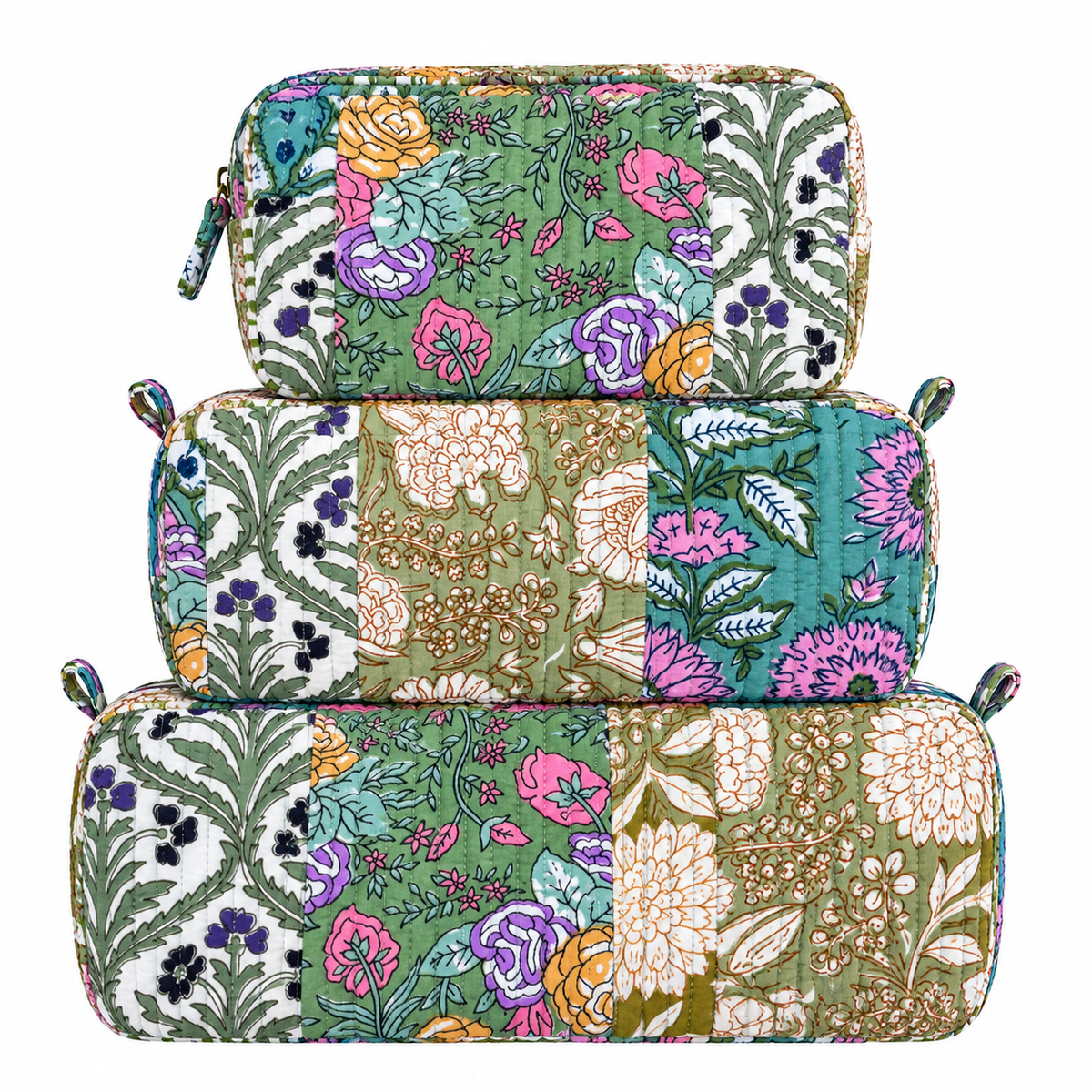 Large Tote - Green Patchwork Quilted Bag Print