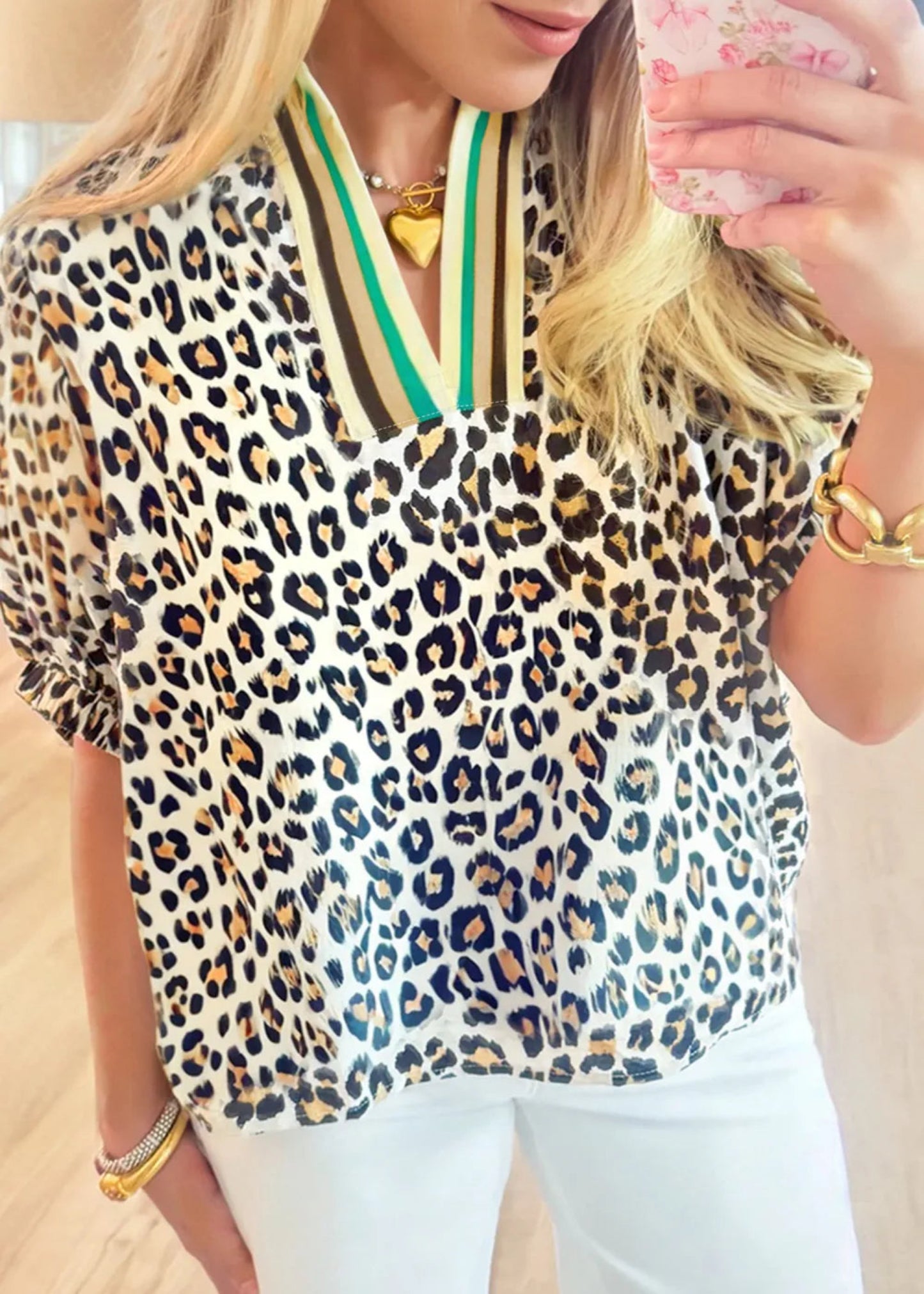 JASMINE TOP - KHAKI LEOPARD