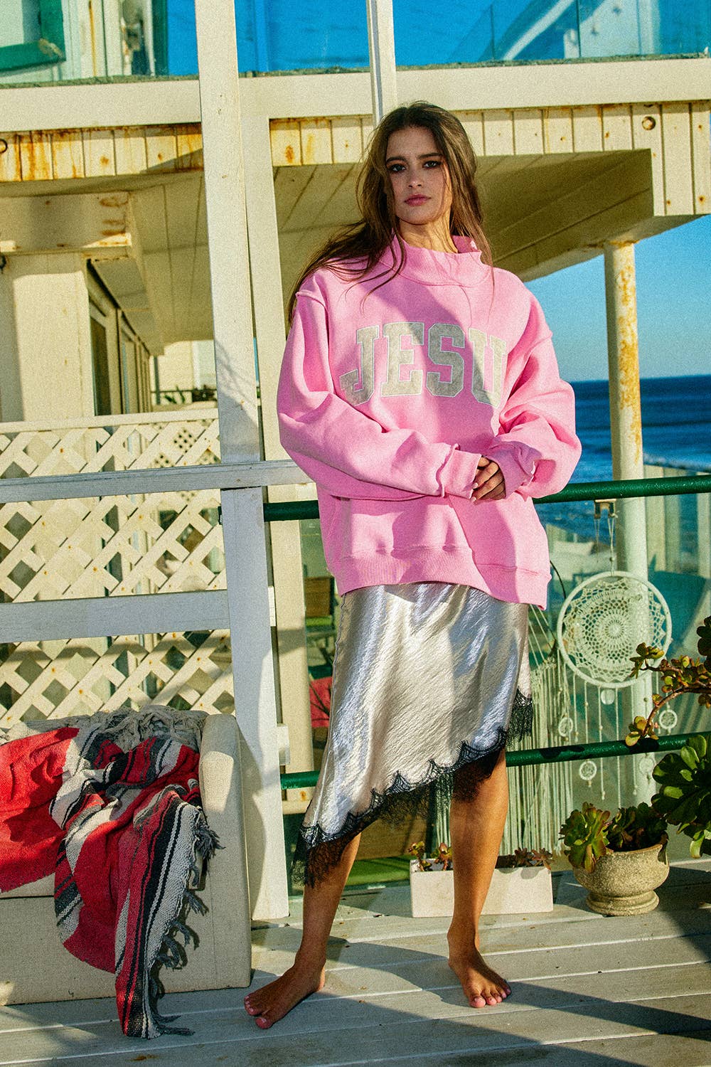 JESUS CAMO Embroidered Camouflage Mockneck Sweatshirt