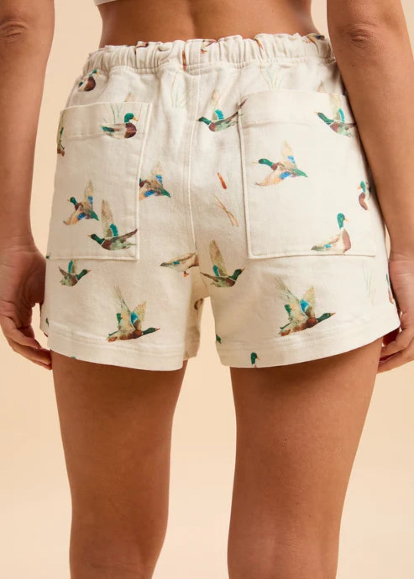 MALLARD DUCK PRINT DRAWSTRING SHORTS