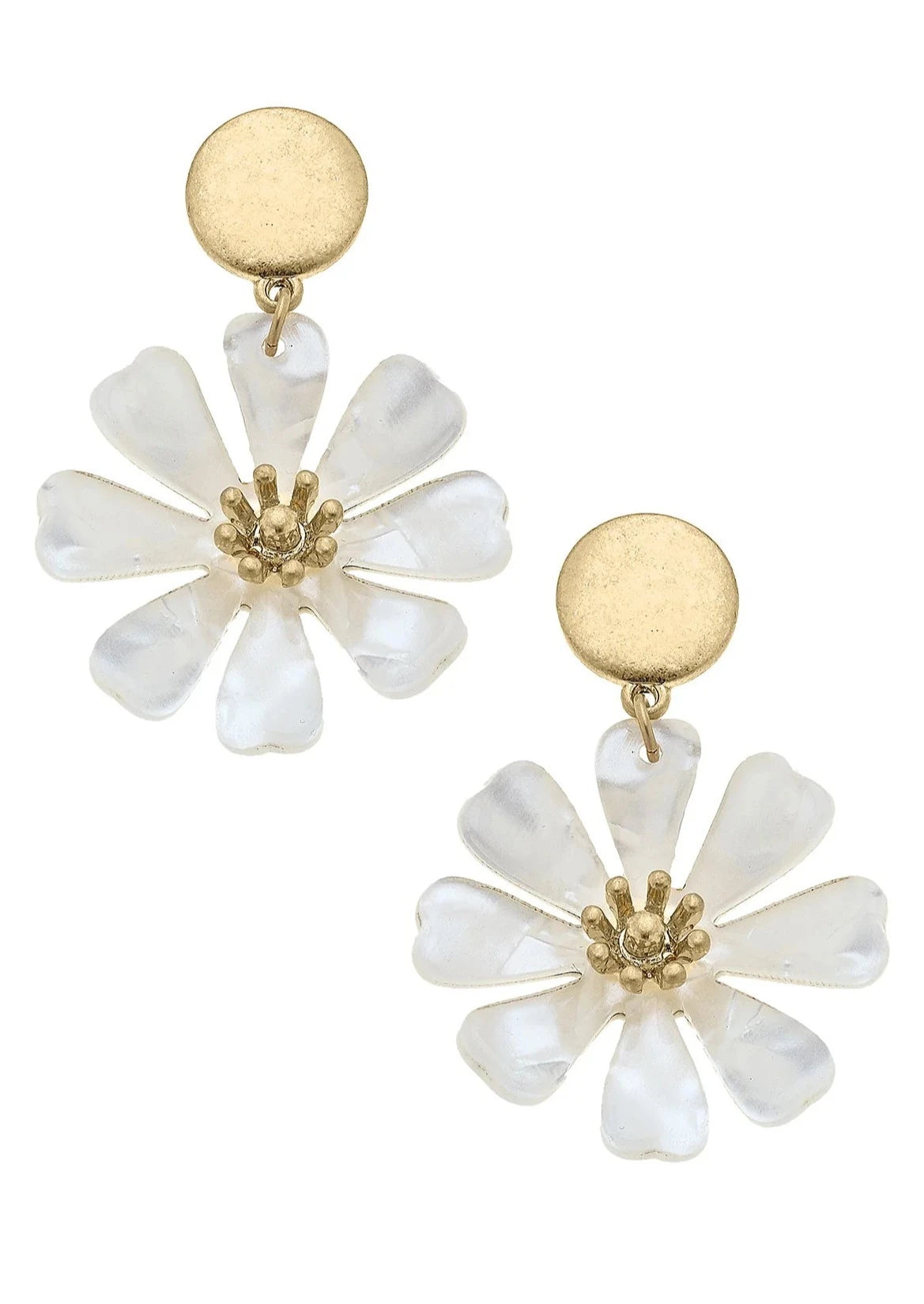 DAISY MOTHER OF PEARL DROP EARRING