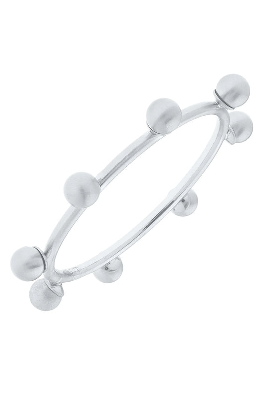 ALLISON BALL BEAD BANGLE- SATIN SILVER