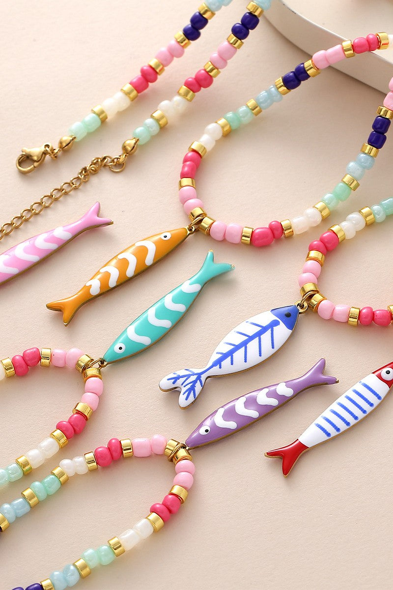 COLORFUL FISH CHOKER NECKLACE
