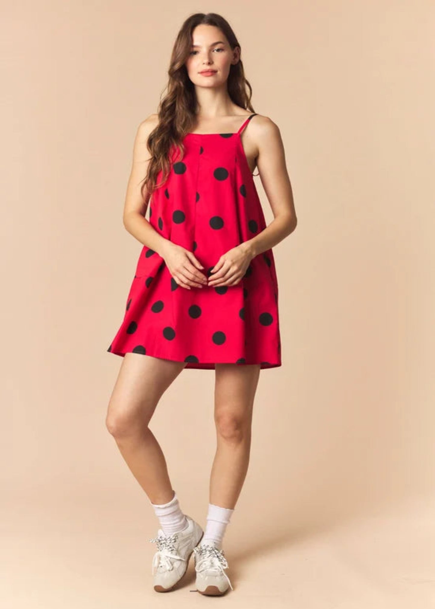 GEORGIA POLKA DOTTED DRESS - RED/BLACK