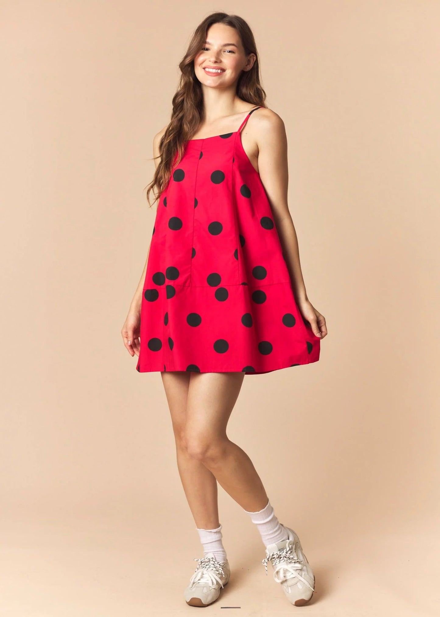 GEORGIA POLKA DOTTED DRESS - RED/BLACK