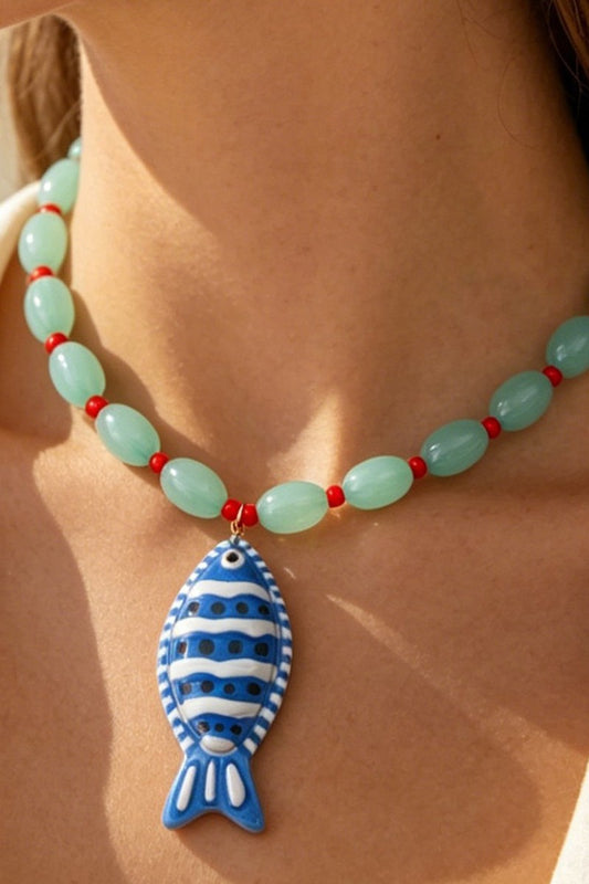 TROPICAL CLOWN FISH BEADED NECKLACE