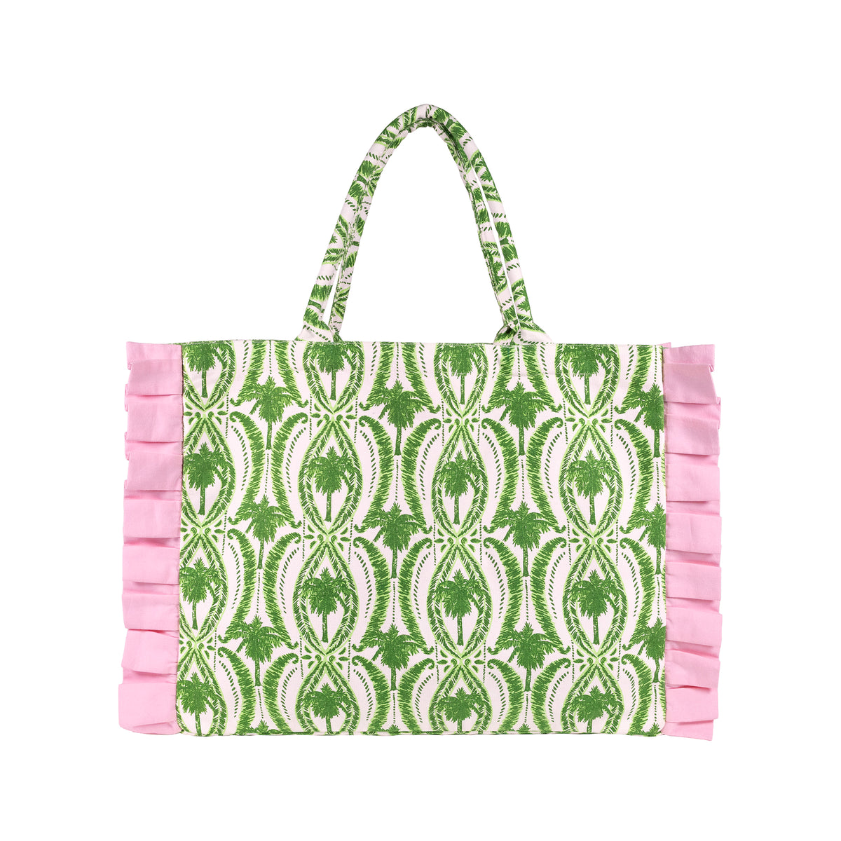 RUFFLE TOTE - TEXTURED PALM STRIPE