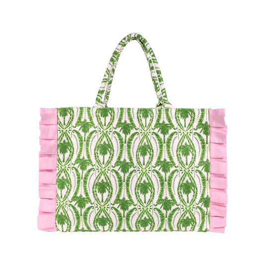 RUFFLE TOTE - TEXTURED PALM STRIPE
