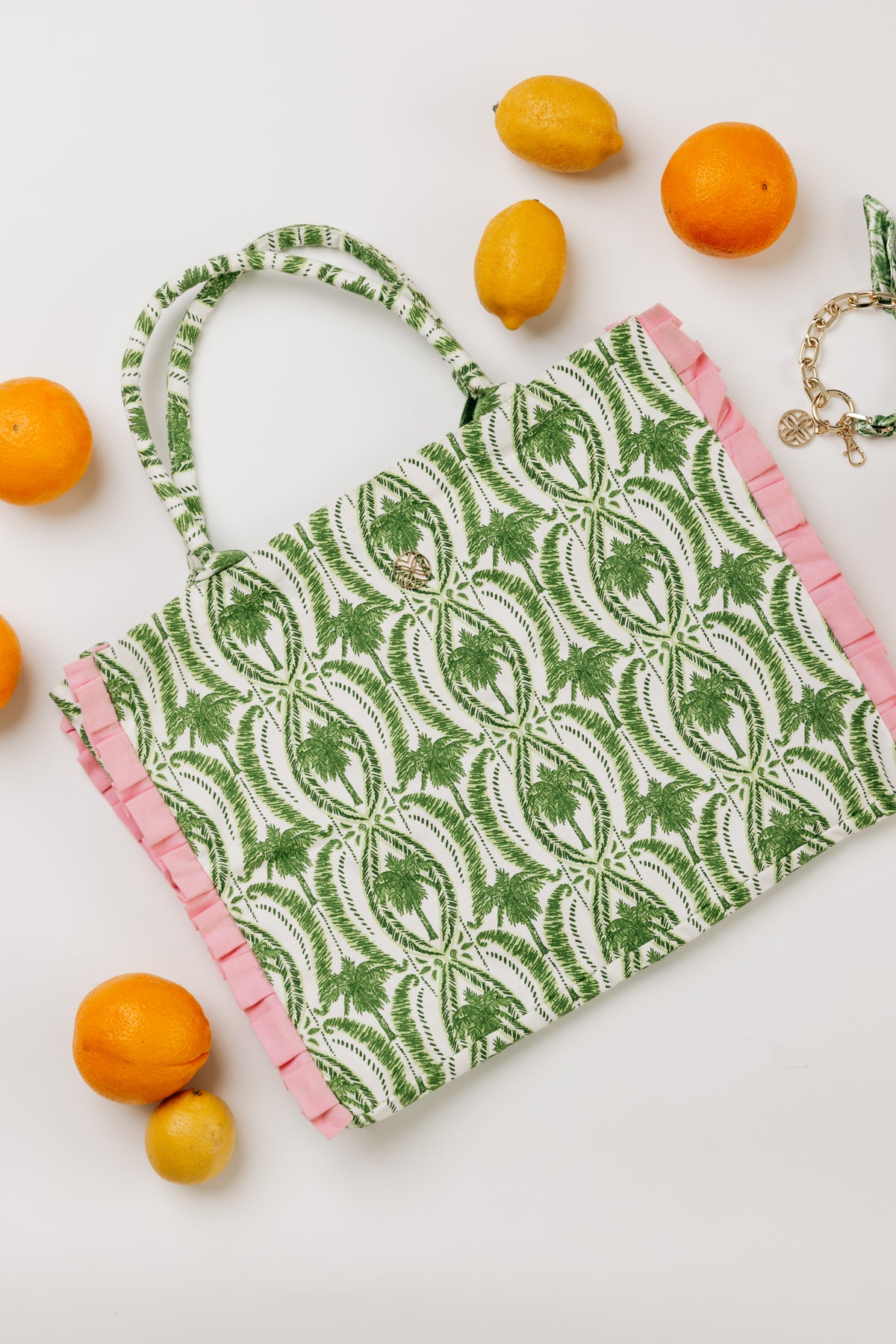 RUFFLE TOTE - TEXTURED PALM STRIPE