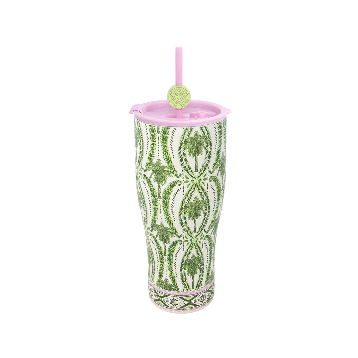 STAINLESS STEEL TUMBLER WITH STRAW - TEXTURED PALM