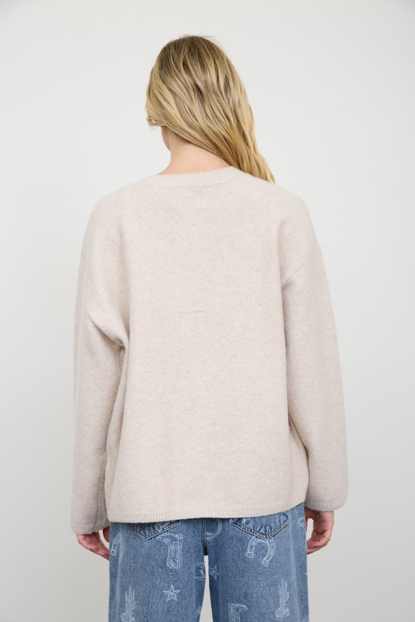 ROSE LONG SLEEVE KNIT CARDIGAN - OATMEAL