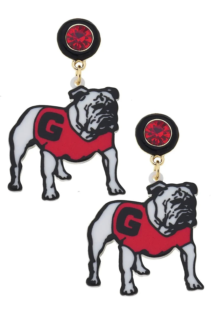 GEORGIA DAWG MASCOT EARRINGS - RED/BLACK