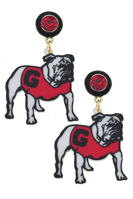 GEORGIA DAWG MASCOT EARRINGS - RED/BLACK