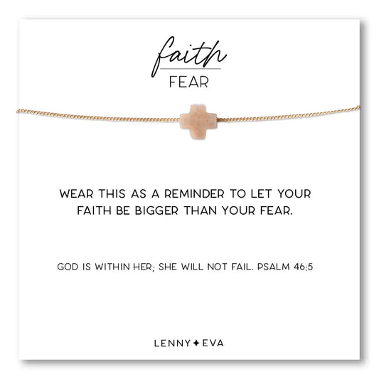 Faith Over Fear Gold Cross Necklace