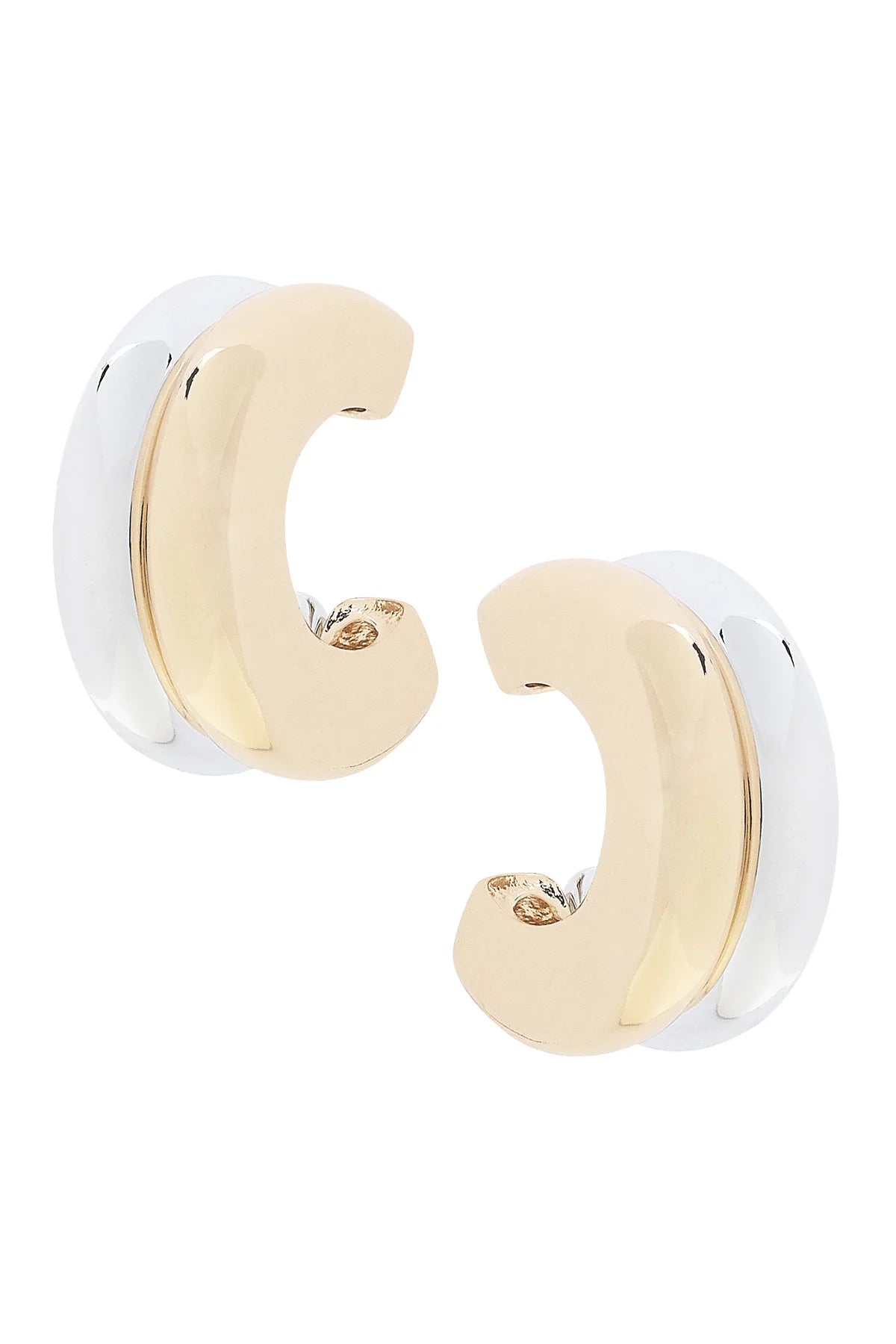 DYLAN DOUBLE HOOP EARRINGS - SHINY TWO TONE