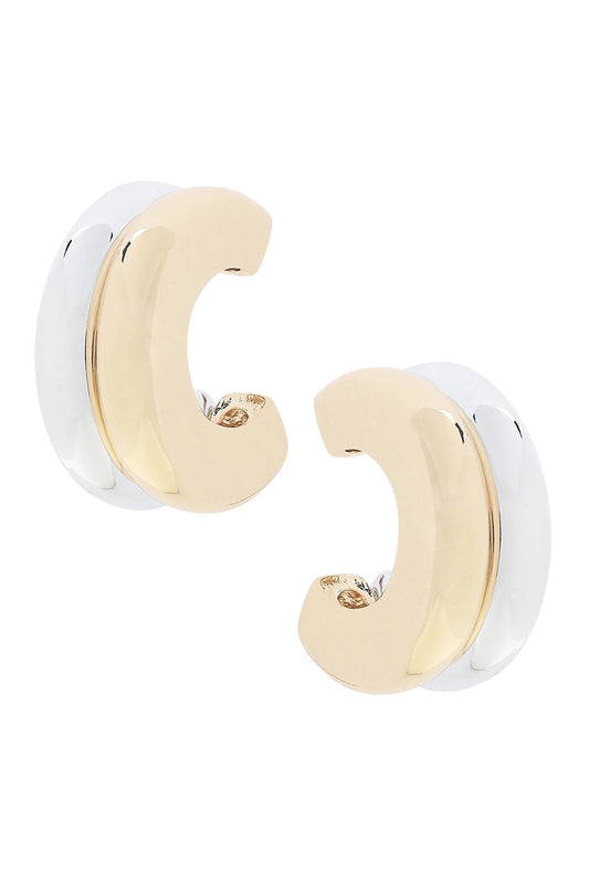 DYLAN DOUBLE HOOP EARRINGS - SHINY TWO TONE