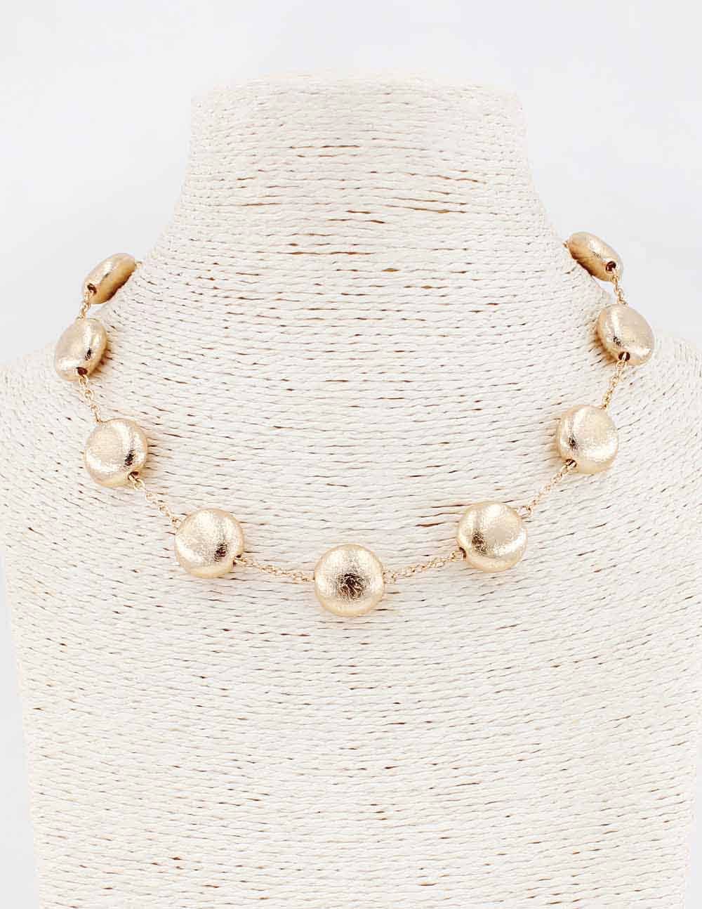 Gold Flat Beaded 16"-17" Necklace