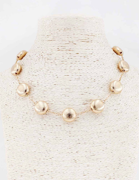 Gold Flat Beaded 16"-17" Necklace