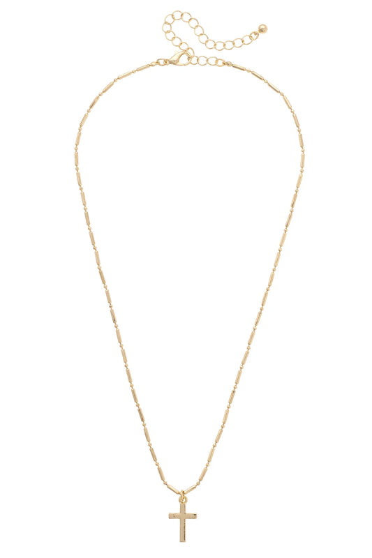 Eloise Cross Necklace in Shiny Gold