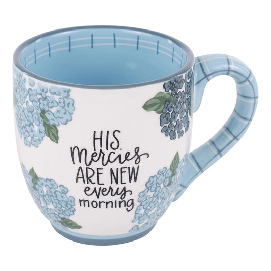 MERCIES ARE NEW HYDRANGEA MUG