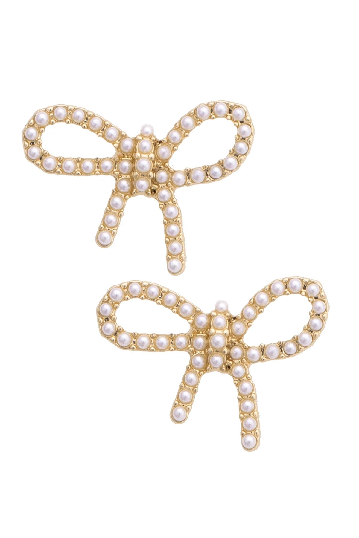 Naomi Pearl Studded Bow Earrings in Ivory